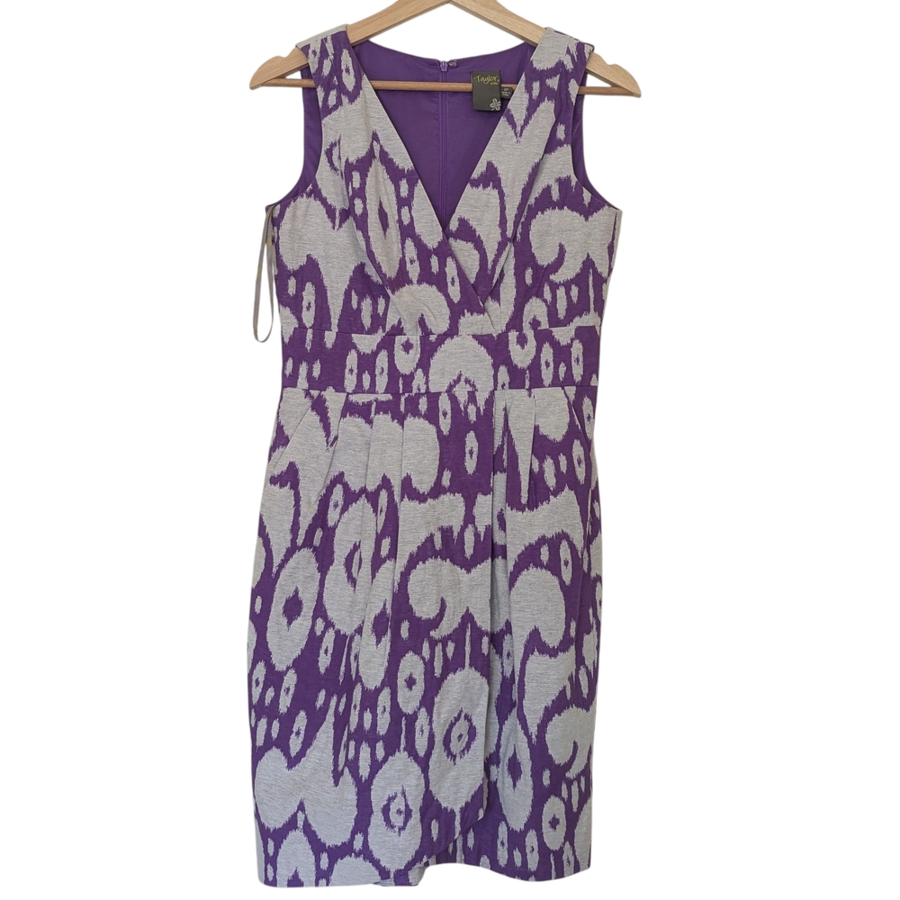 NWOT Tailor Elegant Purple and White Mini Dress, 4P